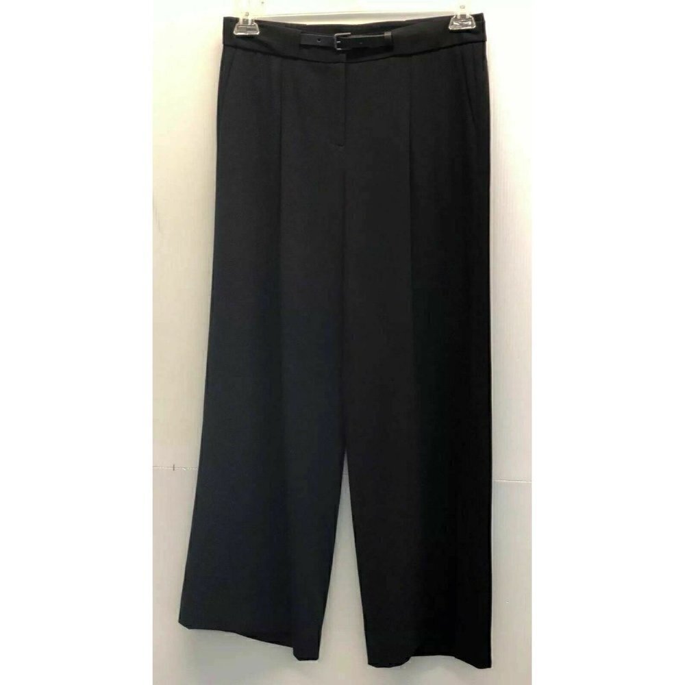 Nordstrom Collection Women's Black Pleated Cropped Wide Leg Pants Size 2 - Picture 5 of 9